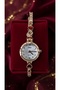 Heart Stone Quartz White Dial Rose Gold Color Bracelet Women Wristwatch