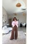 Brown Ultra Wide Leg Tencel Trousers - 4