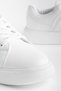 Men's Sports Shoes White Flat Sole Lace-Up Printed Faux Leather - 2