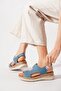Poste Genuine Leather Orthopedic Women's Sandals Denim Blue Skin - 3