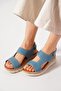 Poste Genuine Leather Orthopedic Women's Sandals Denim Blue Skin - 2
