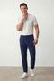 Men's Navy Blue Non-Marking J Jogger Pants Style B Ankle-Length D Woven Trousers with Back Pockets - 4