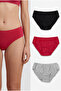 3-Pieces Plain Panties Inner Elastic Waist Band