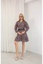 Women's Floral Print Belt Li Dress Long Sleeve Relaxed Cut Daily Stylish Mini Dress - 4