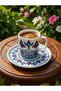 Classic Seljuk Chinese Pattern 2 Person Coffee Cup Set Porcelain 4 Pieces - 5