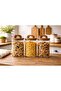3-Piece Glass Coffee Jar with Acacia Lid 950 ml Vacuum Coffee Tea Sugar Storage Container - 5