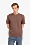 Crew Neck Cross Woven Brown Men's T-Shirt D7912Ax/Bn534 - 3