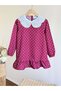 Girl's Burgundy White Polka Dot Dress - Burgundy - 4-5 Years - 6
