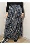 Elastic Waist Patterned Medium Thickness Combed Cotton Fabric Maxi Length Mother's Skirt, Prayer Skirt Size 38-50