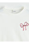 Alita City Ecru Bow Printed Girls' T-Shirt with a Difference - 2