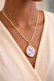 Enamel Flower Motif Design Gold Steel Necklace
