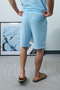 Men's Baby Blue Lightweight Loose Cut Linen Shorts - 2