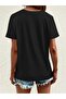 Women's V-Neck Rabbit Printed White/Black T-Shirt Loose Fit Oversized - 2
