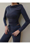 Indigo Boat Neck m Modal Comfortable Two-Piece Set - 7323 - 2