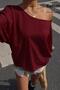 Women's One-Shoulder Off-Shoulder Loose Cotton in Soft-Textured Basic Blouse Summer Stylish Blouse 0081 - 5