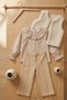 Girl's Floral Pattern Shirt Plush Vest and Linen Combination Set - 7