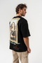 Mona Lisa Back Design Detailed Crew Neck Oversized T-Shirt - 4