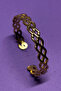 Geometric Weave Pattern Minimalist Italian Style Laser Engraved Women's Cuff Bracelet - 3