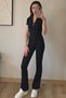 Voga Basic Black Fitness Slim Fit Zippered 2-Piece Sports Leggings Set - 2