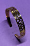Minimalist Italian Style Laser Engraved Women's Cuff Bracelet with Carved Floral Motif - 3