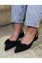 Women's Short Heeled Bowknot Pointed Toe Open Back Classic Heeled Shoes - 4