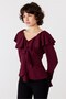 Volanlı Bluz Bordo - 2