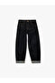 Folded-Legged Navy Blue Boy's Jean Trousers 6Skb40041Td