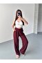 Women's Textured Elastic Waist Pocketed Drapey Lace-Up Trousers - 3