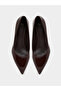 Brown Pointed-Toe Kitten Heel Court Shoes - 5