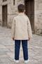 Boy's Linen Trench Coat Shirt T-Shirt Pants Set Tkm7588 - 4