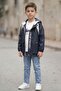 Boy's Hooded Nova Transitional Coat Combed Cotton Trousers Triple Set Tkm7587 - 4