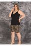 Black Color and Leopard Print Short Sleeve and Shorts Plus Size Maternity Pajamas Set 10421