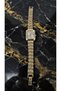 Vintage Model Gold Color Rectangular Case White Dial Straw Band Women's Watch - 6