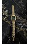 Vintage Model Gold Color Rectangular Case Green Dial Wicker Band Women's Watch - 5
