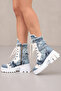Lace Pack Women's Denim Boots D Leather and Summer Style with Metal Details - 3
