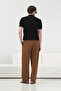 Textured Knitted Patterned Black Polo Collar Tricot T-Shirt - 4