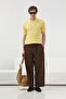 Textured Knitted Patterned Yellow Polo Collar Tricot T-Shirt - 4