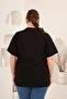 Hakim Yaka Front Slit Women's Plus Size Shirt Black - 6