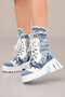 Lace Pack Women's Denim Boots D Leather and Summer Style with Metal Details