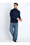 Regular Fit Indigo Melange Turtle Neck Pullover - 5