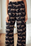 Black Tiger Patterned Viscose Woven Pajama Bottoms