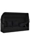 Outdoor Lounge Bed with Roof and Cushions Black Poly Rattan - 7