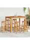 Bar Stool | Set of 6 | Solid acacia wood | Standard | Footrest