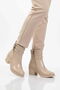 Beige Fur-Lined Women's Heeled Boots