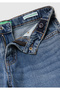 Girl's Blue Metal Detailed 5 Pocketed Straight Cut Denim Pants - 3