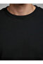 Textured Round Neck Regular Fit Black Lightweight Sweatshirt - 4