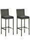 Garden Bar Stools with Cushions 2 pcs Grey Poly Rattan