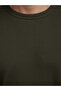 Textured Round Neck Regular Fit Olive Lightweight Sweatshirt - 4