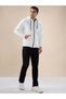 Solid Brand Logo Hooded Zipper Regular Fit White Sweatshirt - 5