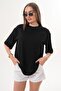 Women's Back Print Detailed Crew Neck Oversized T-Shirt 260337 - 3